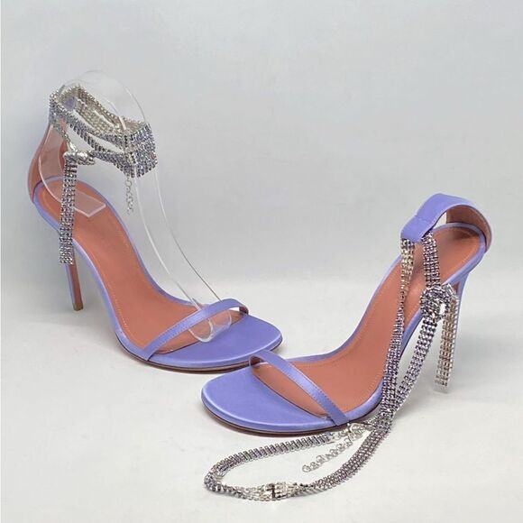 Amina Muaddi Giorgia Crystal-Embellished Satin Sandals size 36 - Picture 13 of 16